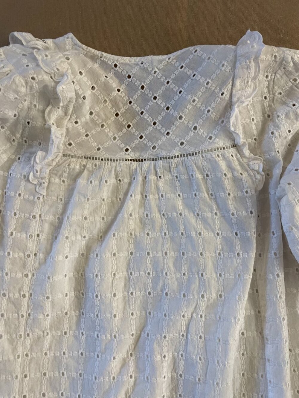 Anthropologie Dress Sz 8 White Eyelet BOHO Cottagecore Resortwear Beach Summer - Picture 8 of 12